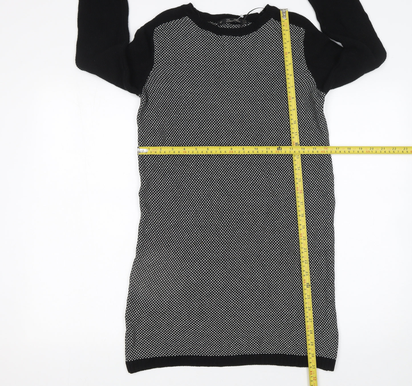 Zara Knit Women's Black S Jumper Dress Long Sleeve Cotton