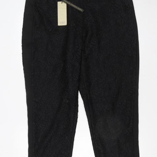 Coast Womens Black Lace Cropped Dress Pants Size 16 Elegant Evening Wear