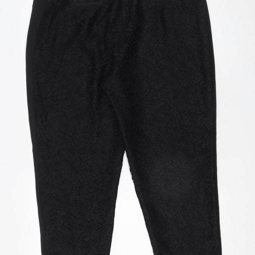 Coast Womens Black Lace Cropped Dress Pants Size 16 Elegant Evening Wear