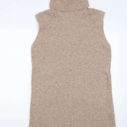 Tu Women Beige Sleeveless Roll Neck Knit Shift Dress Size 12