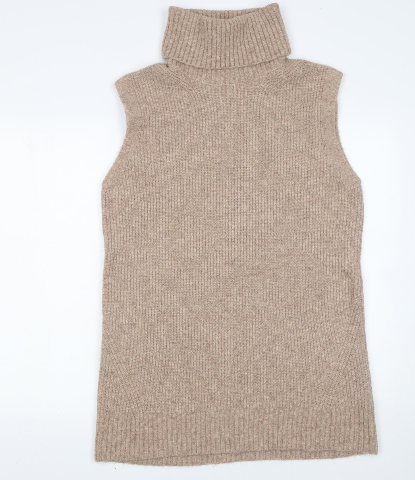 Tu Women Beige Sleeveless Roll Neck Knit Shift Dress Size 12