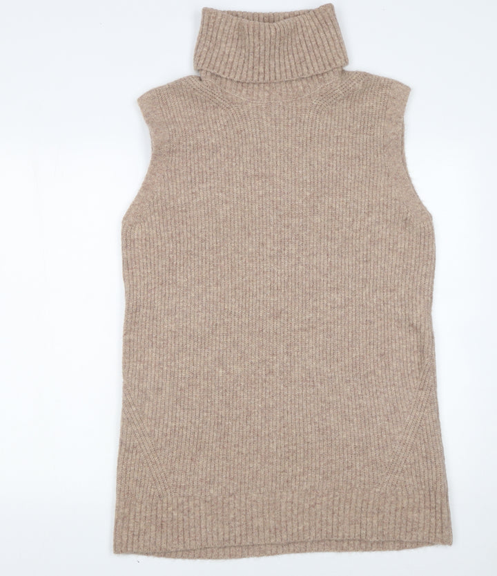 Tu Women Beige Sleeveless Roll Neck Knit Shift Dress Size 12