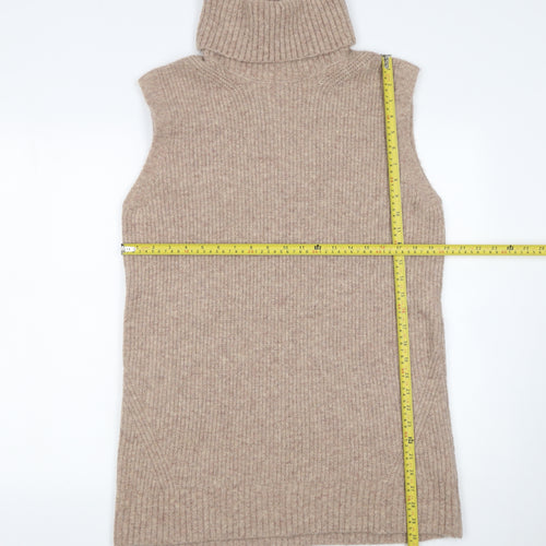 Tu Women Beige Sleeveless Roll Neck Knit Shift Dress Size 12