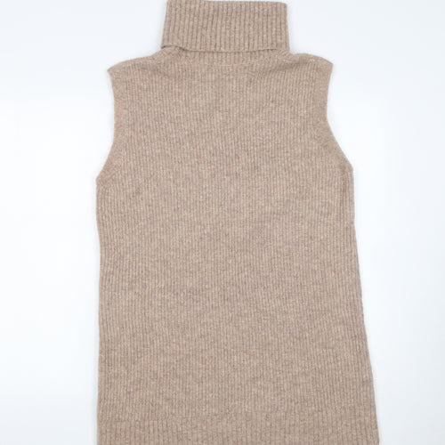 Tu Women Beige Sleeveless Roll Neck Knit Shift Dress Size 12