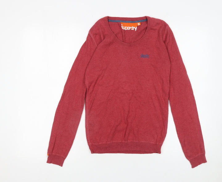 Superdry Men's Red Cotton Crew Neck Pullover Jumper Size S