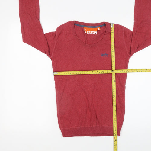 Superdry Men's Red Cotton Crew Neck Pullover Jumper Size S