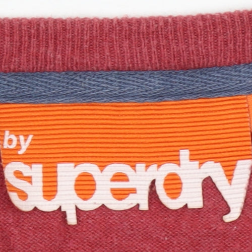 Superdry Men's Red Cotton Crew Neck Pullover Jumper Size S