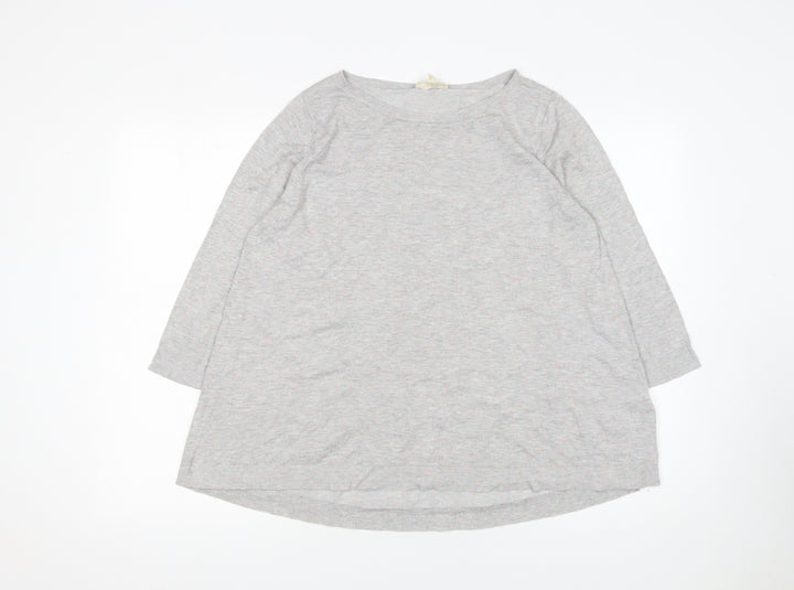 Phase Eight Womens Grey 3/4 Sleeve Cotton Blend Jumper UK 12