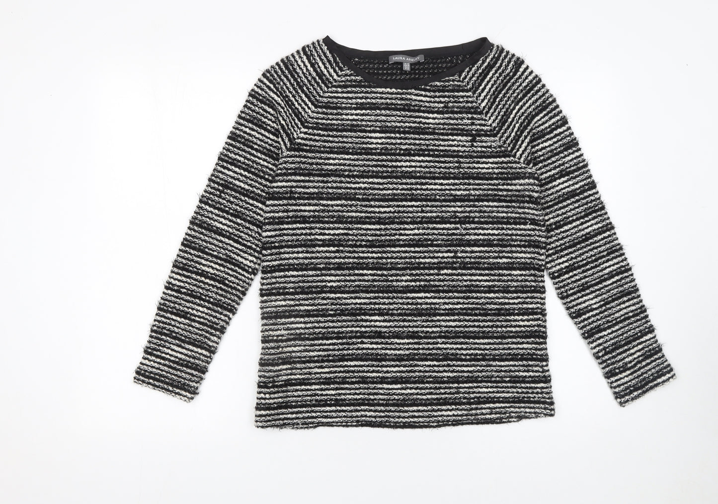 Laura Ashley Women’s Black Striped Long Sleeve Knit Jumper Size 10