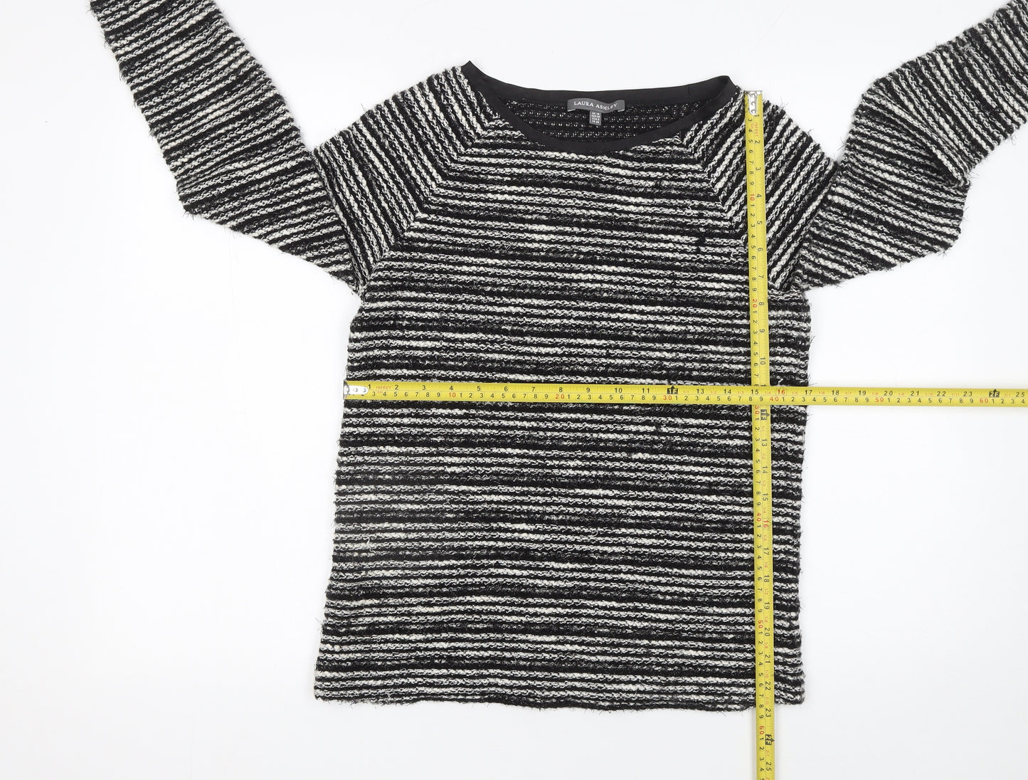Laura Ashley Women’s Black Striped Long Sleeve Knit Jumper Size 10
