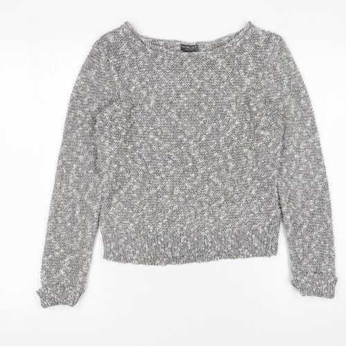 Minuet Petite Women's Grey Chunky-Knit Pullover Jumper Size S