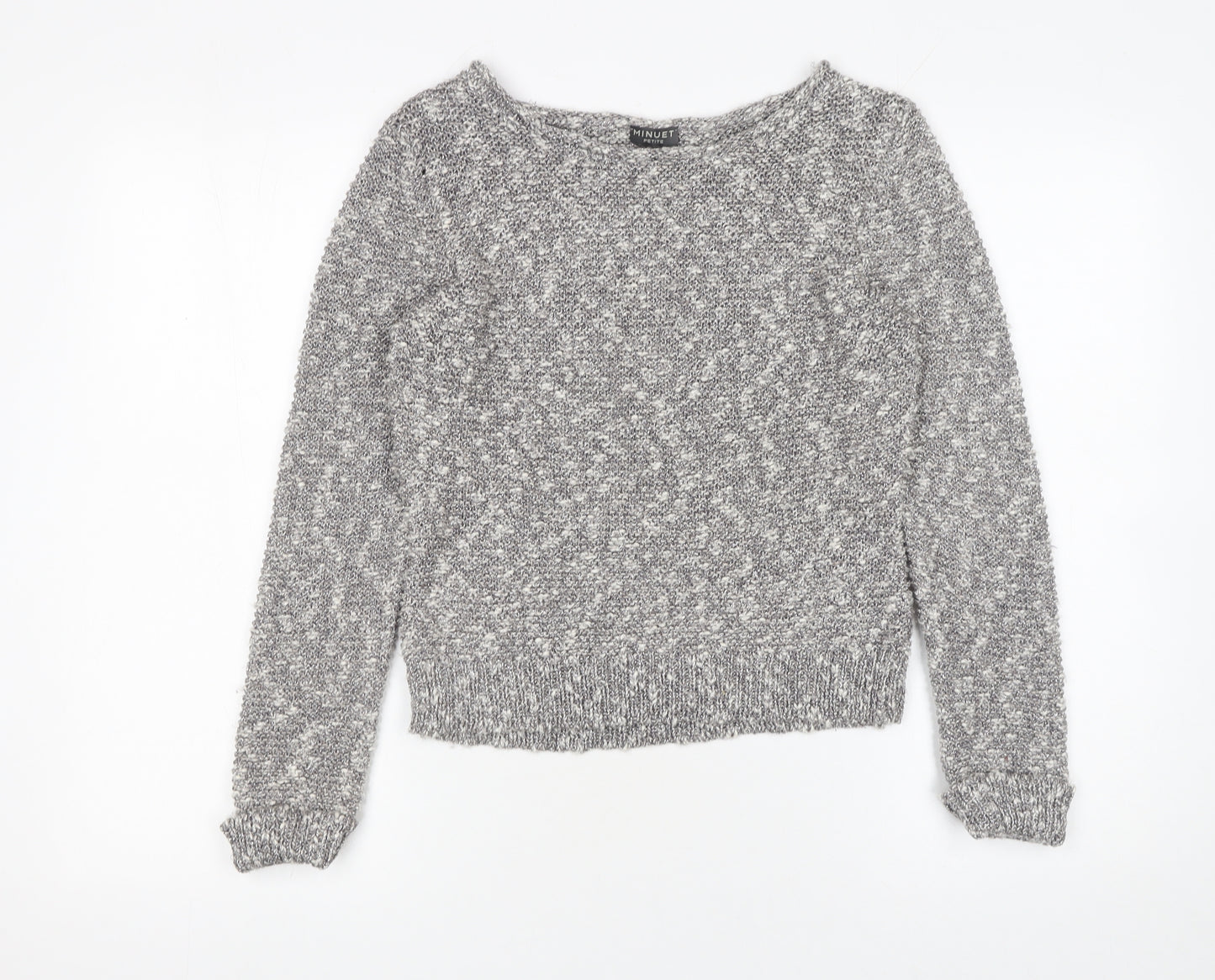 Minuet Petite Women's Grey Chunky-Knit Pullover Jumper Size S