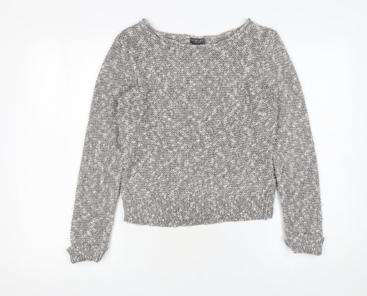 Minuet Petite Women's Grey Chunky-Knit Pullover Jumper Size S