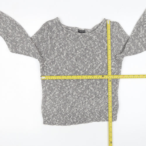 Minuet Petite Women's Grey Chunky-Knit Pullover Jumper Size S