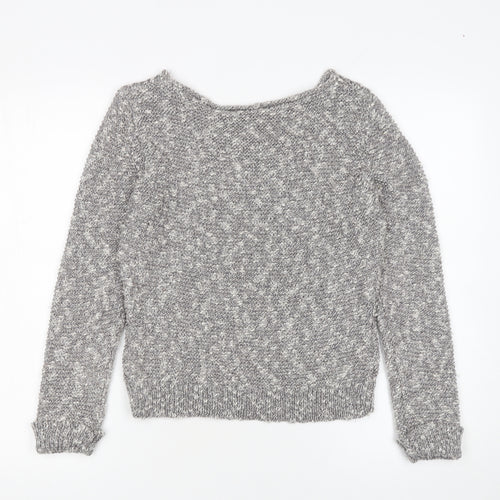 Minuet Petite Women's Grey Chunky-Knit Pullover Jumper Size S