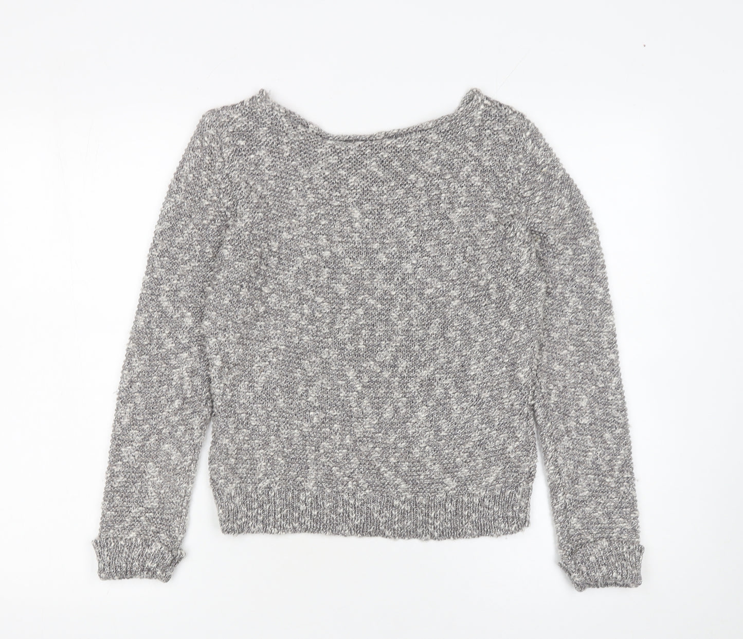 Minuet Petite Women's Grey Chunky-Knit Pullover Jumper Size S
