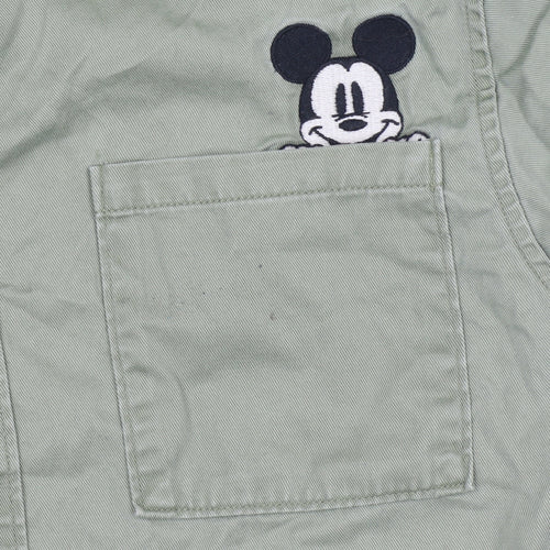 Zara Boys Green Disney Mickey Mouse Button-Up Long Sleeve Shirt Age 8