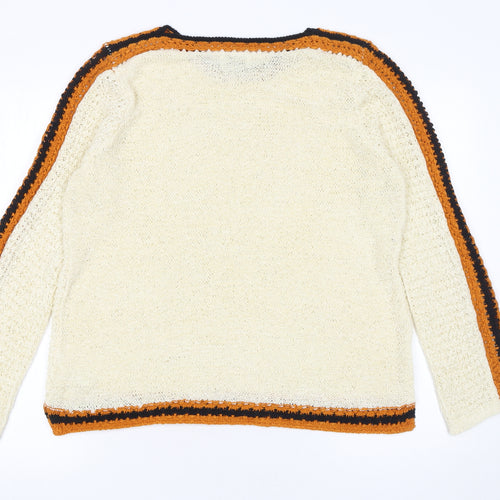 Papaya Women’s Ivory Open Knit Pullover Jumper Size L