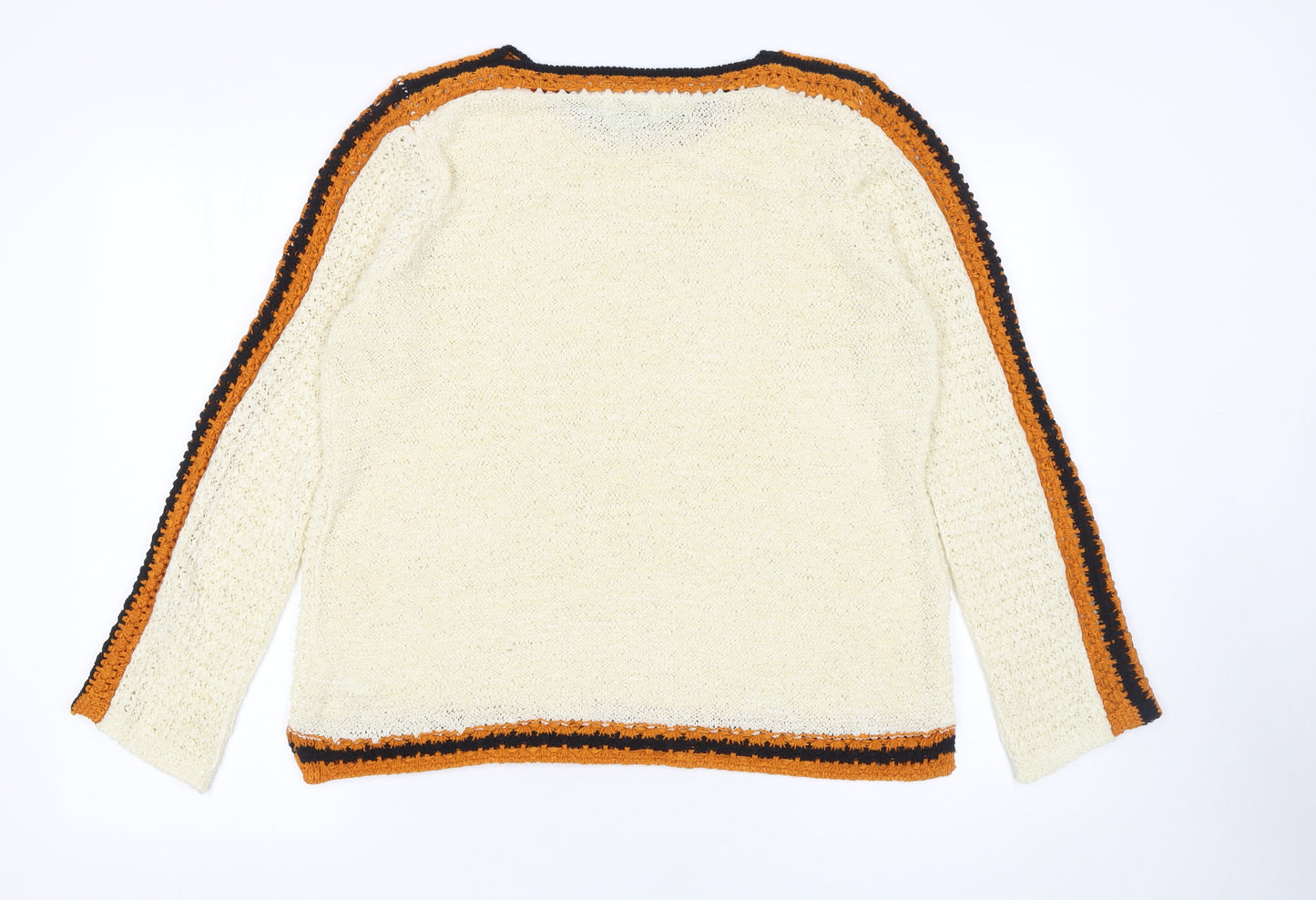 Papaya Women’s Ivory Open Knit Pullover Jumper Size L