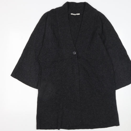 Kookai Womens Black Wool Cardigan Size 10 Relaxed V-Neck Knit