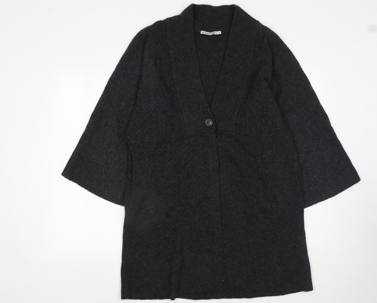 Kookai Womens Black Wool Cardigan Size 10 Relaxed V-Neck Knit