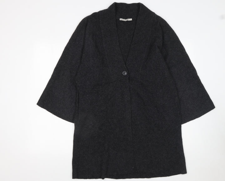 Kookai Womens Black Wool Cardigan Size 10 Relaxed V-Neck Knit