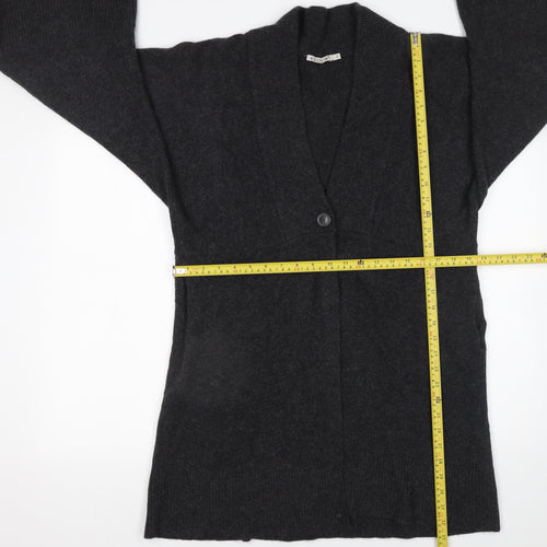 Kookai Womens Black Wool Cardigan Size 10 Relaxed V-Neck Knit