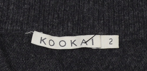 Kookai Womens Black Wool Cardigan Size 10 Relaxed V-Neck Knit