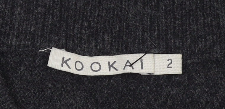 Kookai Womens Black Wool Cardigan Size 10 Relaxed V-Neck Knit