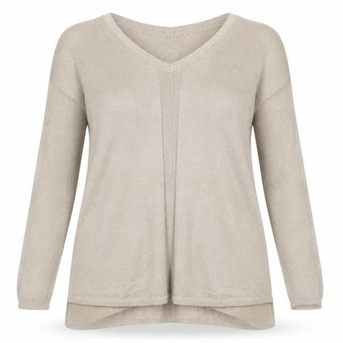 Next Women’s Beige V-Neck Long Sleeve Knit Jumper Size 12