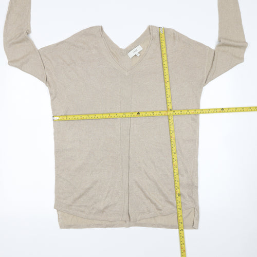 Next Women’s Beige V-Neck Long Sleeve Knit Jumper Size 12