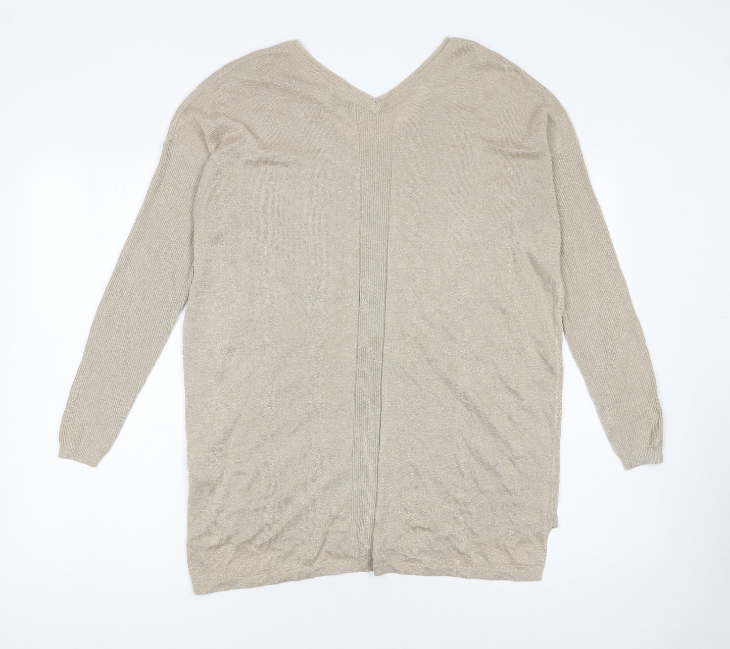 Next Women’s Beige V-Neck Long Sleeve Knit Jumper Size 12