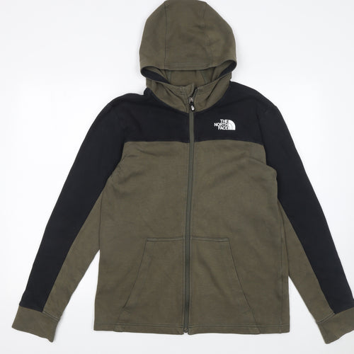 The North Face Boys Green Full Zip Hoodie XL Colourblock Outdoor Jacket