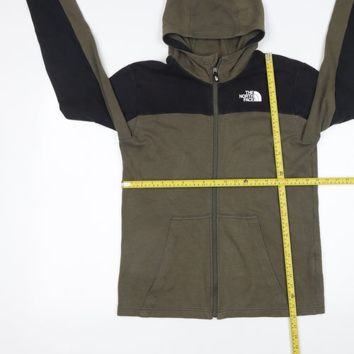 The North Face Boys Green Full Zip Hoodie XL Colourblock Outdoor Jacket