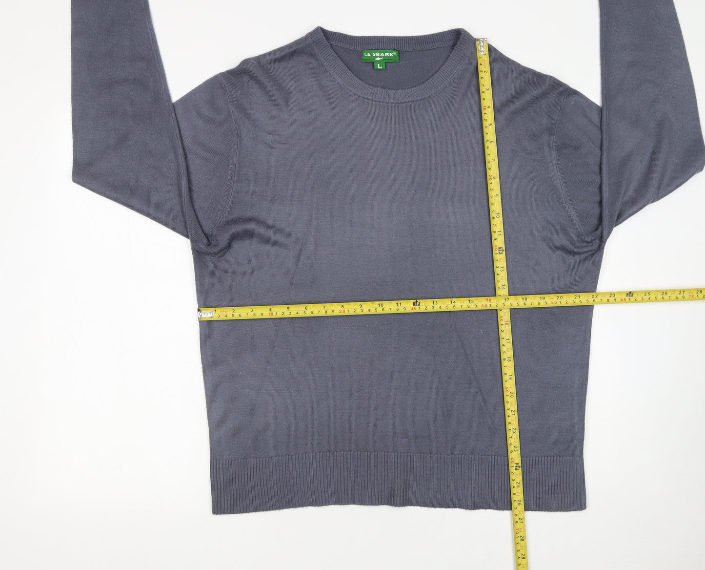 Le Shark Men's Grey L Pullover Crew Neck Acrylic Jumper
