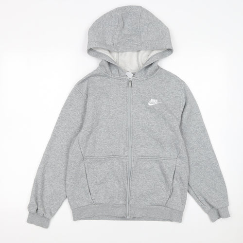 Nike Boys Grey Full Zip Fleece Hoodie Size 146cm Regular Fit