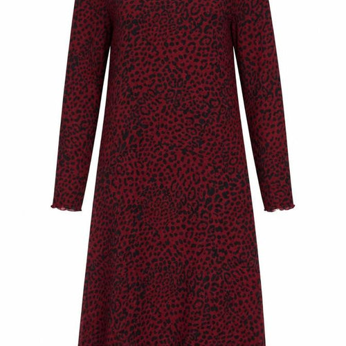 Hush Women's Red Animal Print Midi Shift Dress Size 8 Long Sleeve