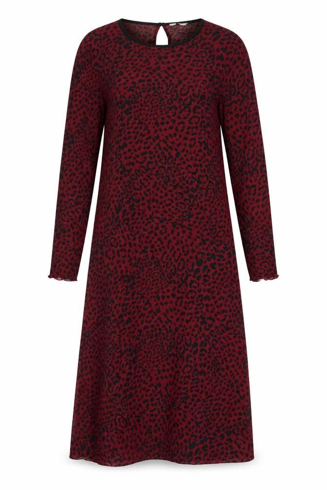 Hush Women's Red Animal Print Midi Shift Dress Size 8 Long Sleeve