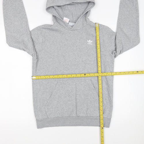 Adidas Boys Grey Hoodie L 13-14 Years Pullover Fleece Sweatshirt