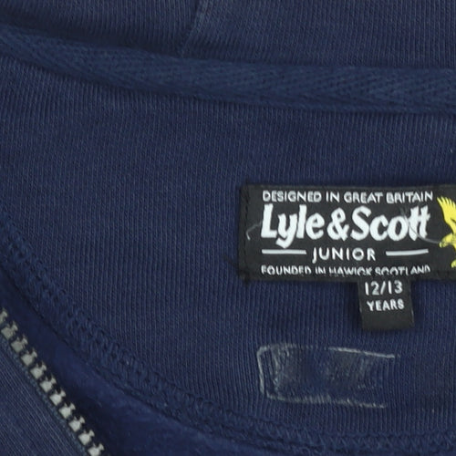 Lyle & Scott Boys Blue Full Zip Hoodie 12-13 Years Cotton Blend