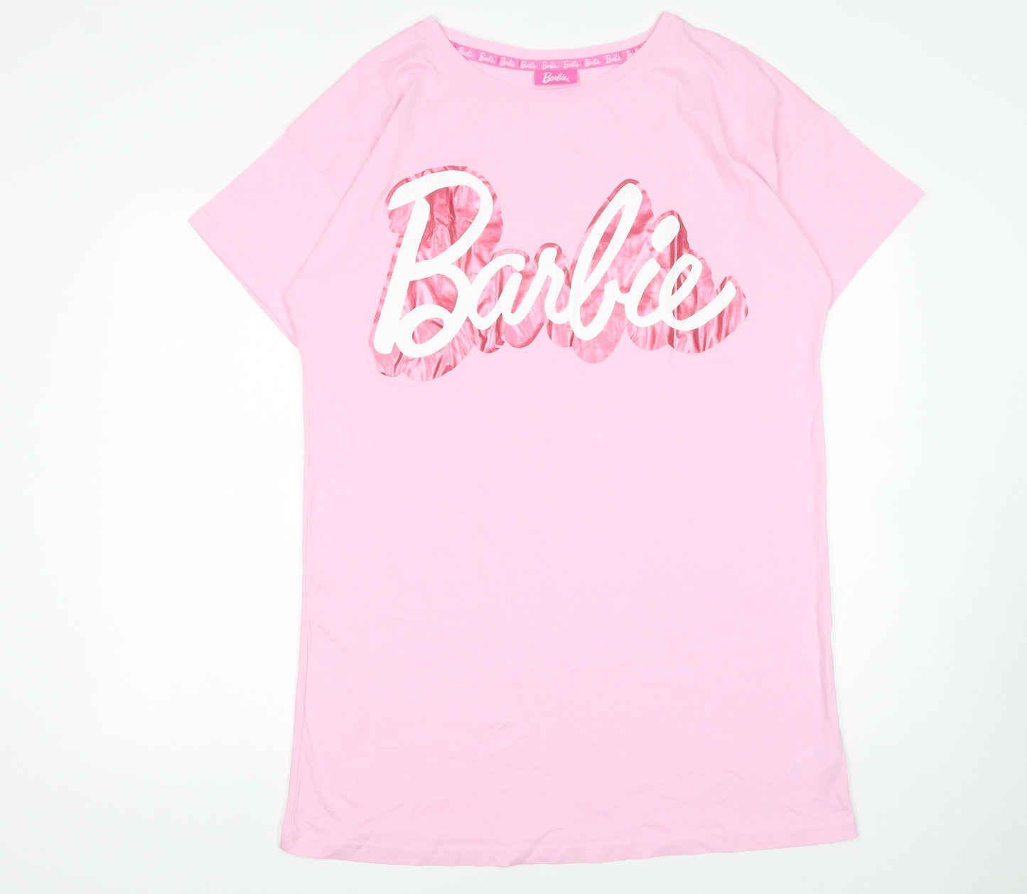 Barbie Womens Pink Cotton Short Sleeve Nightshirt UK 12-14