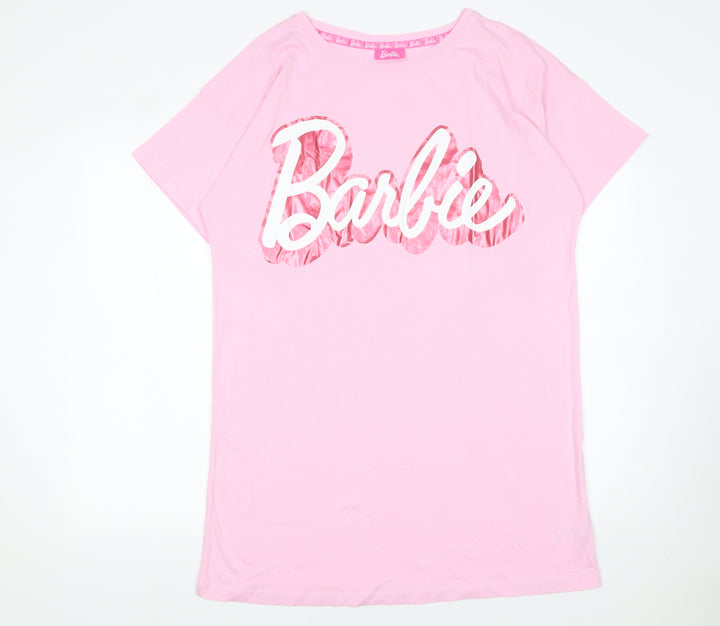 Barbie Womens Pink Cotton Short Sleeve Nightshirt UK 12-14