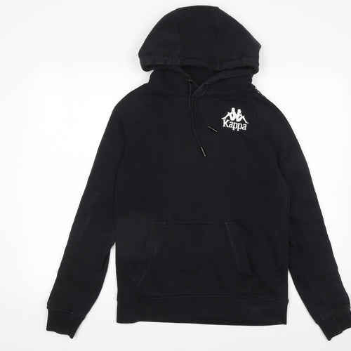 Kappa Men's Black Small Pullover Hoodie with Logo – Sportswear Casual Sweatshirt