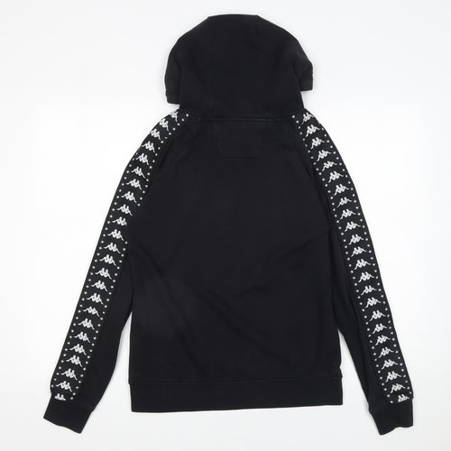 Kappa Men's Black Small Pullover Hoodie with Logo – Sportswear Casual Sweatshirt