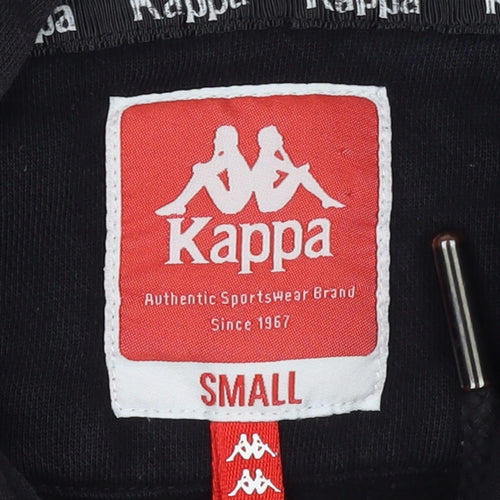 Kappa Men's Black Small Pullover Hoodie with Logo – Sportswear Casual Sweatshirt