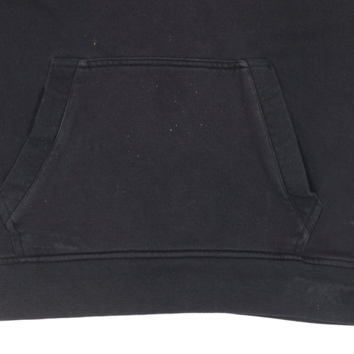 Kappa Men's Black Small Pullover Hoodie with Logo – Sportswear Casual Sweatshirt