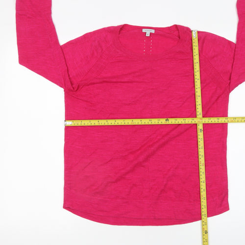 Jigsaw Women’s Pink Linen Cotton 3/4 Sleeve Crew Neck Pullover Jumper Size M