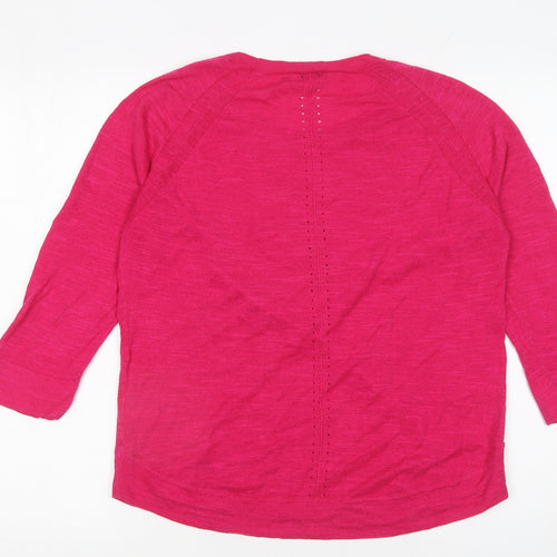 Jigsaw Women’s Pink Linen Cotton 3/4 Sleeve Crew Neck Pullover Jumper Size M