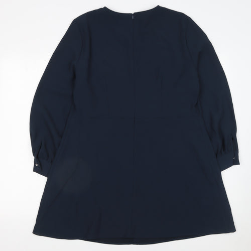ZARA Women Blue XL Shift Dress Long Sleeve Workwear Style