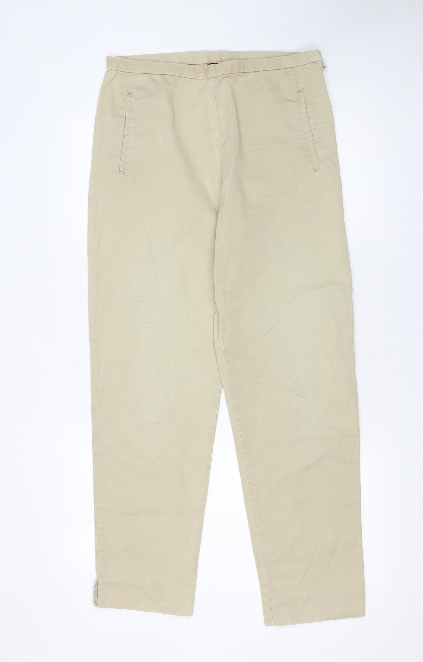 GAP Women Beige Chino Trousers Size 8 Regular Cotton Twill